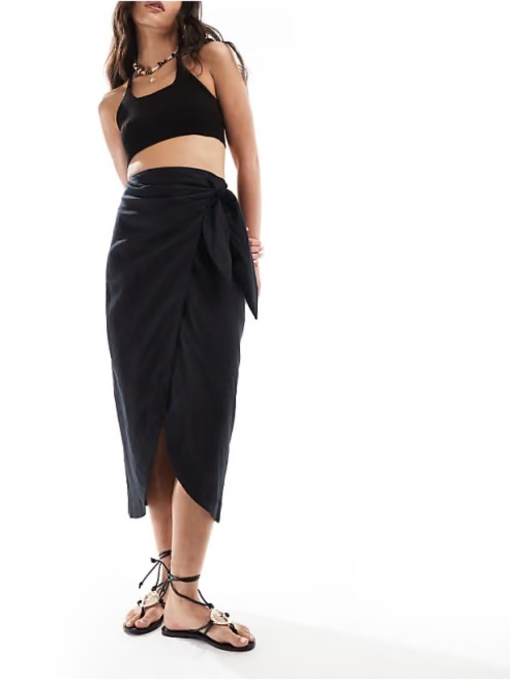 NWT MNG Linen Midi Skirt